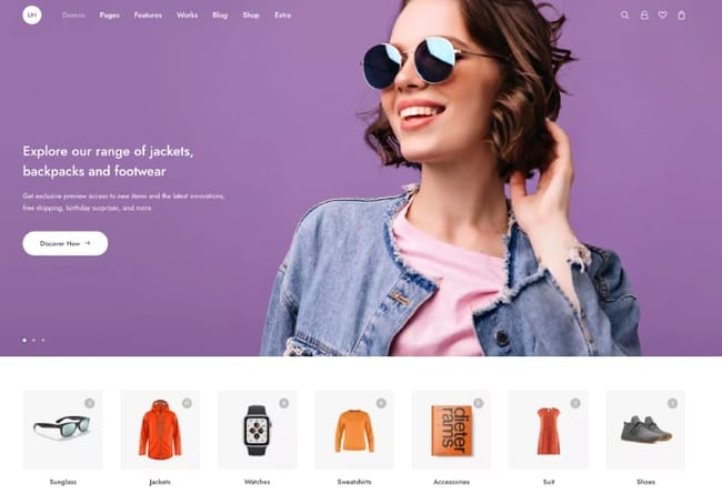 uncode best woocommerce wordpress themes homepage 