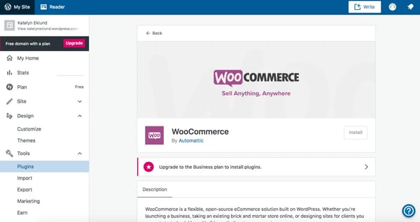 You can install the woocommerce plugin directly from your WP dashboard 