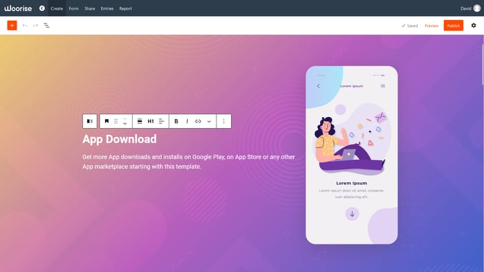 Woorise landing page builder