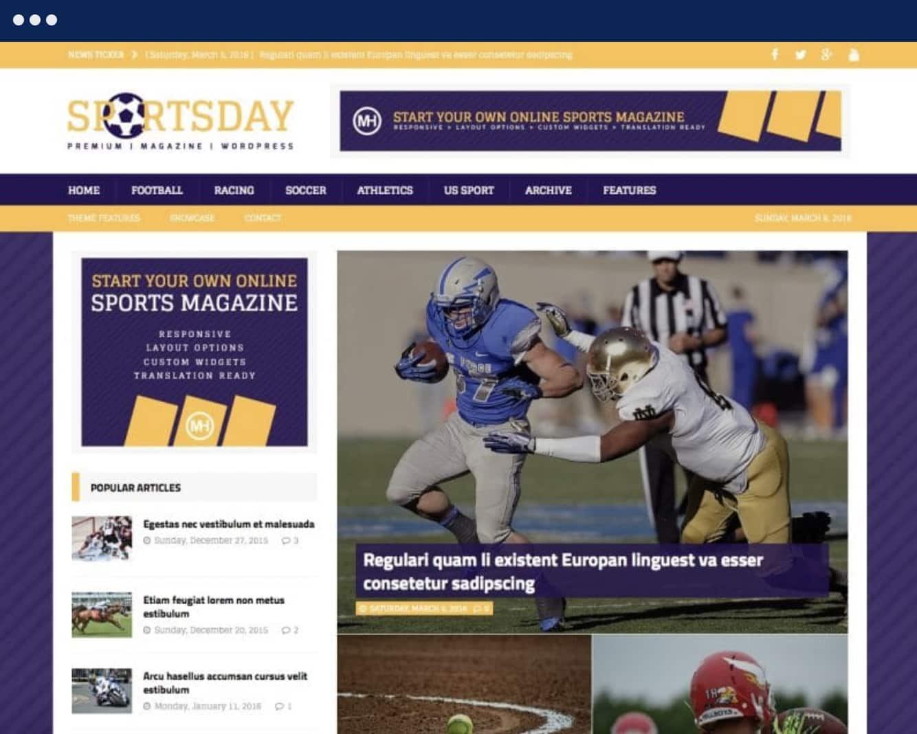 WordPress sports theme MH Magazine demo 