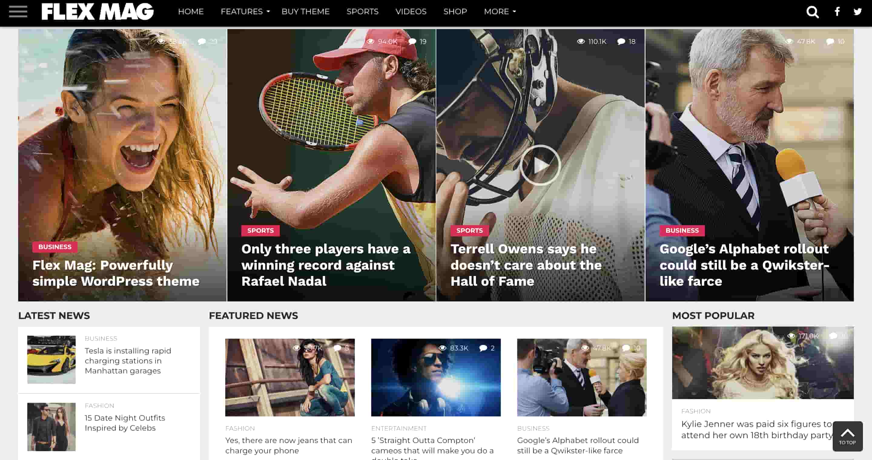 WordPress sports theme Flex Mag demo 