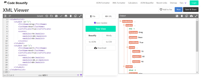 XML Viewer by Code Beautify (v. Sep 2023)