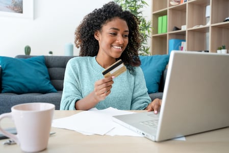 A woman purchasing a product because she's an ideal buyer persona. 