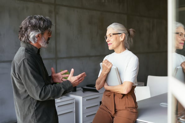 Account plan manager speaking with a business owner