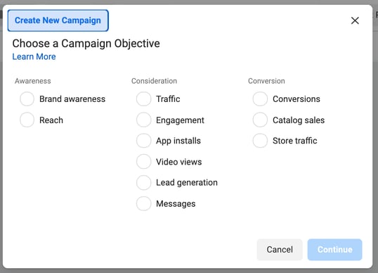 facebook cbo tutorial: set campaign goal