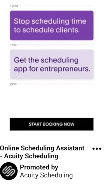 Pinterest Ad Example: acuity scheduling 