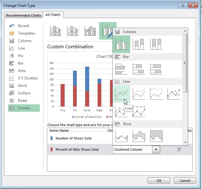 add secondary axis to excel chart: pc step 8