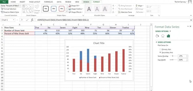 add secondary axis to excel chart: pc step 5