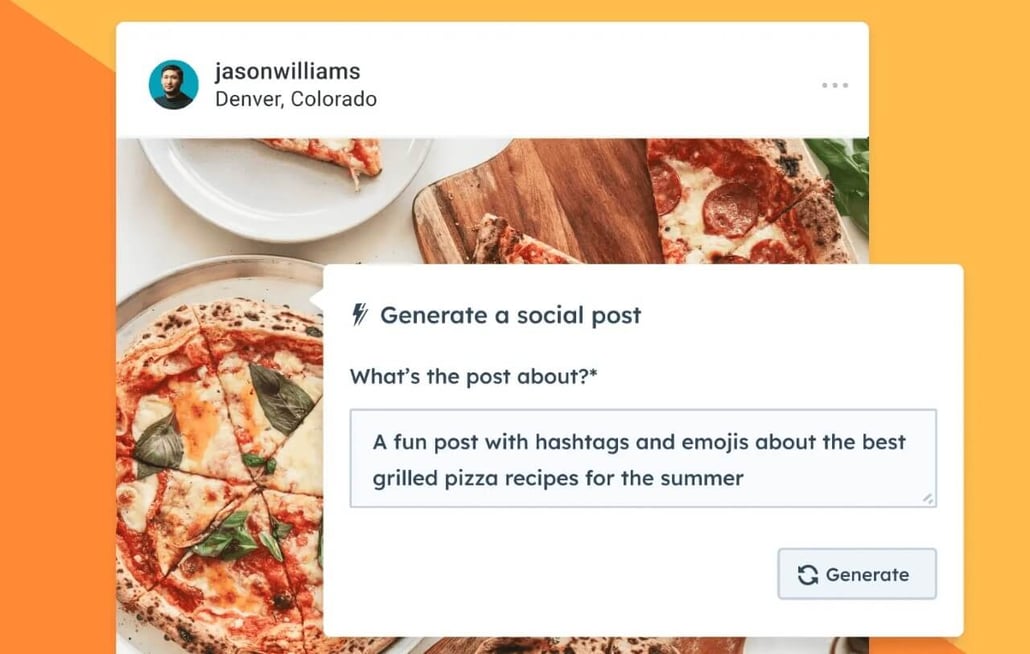 AI social media post generator showing ability to prompt content