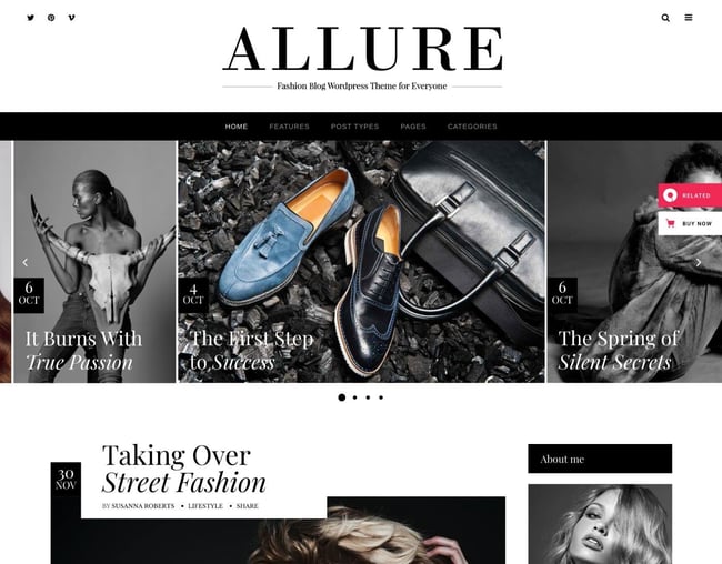 best wordpress fashion themes, allure