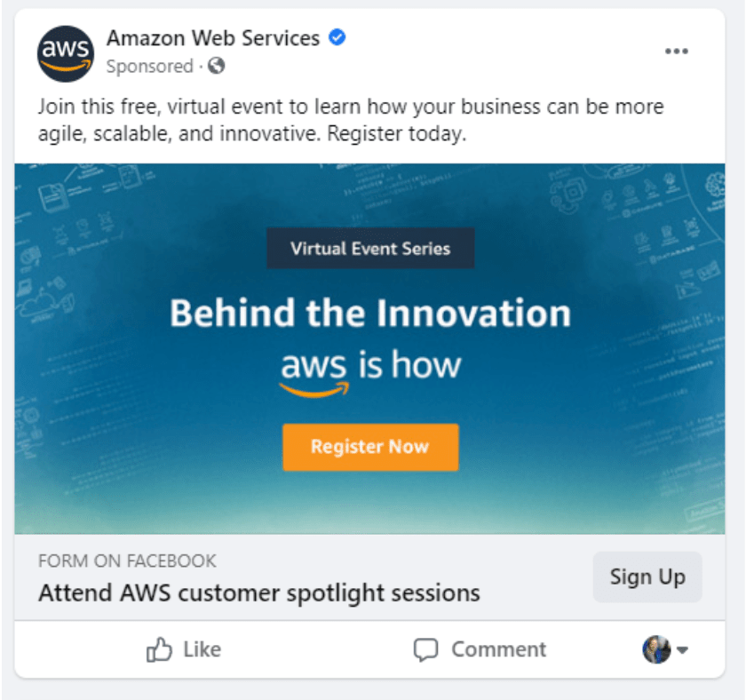 amazon web services facebook ad