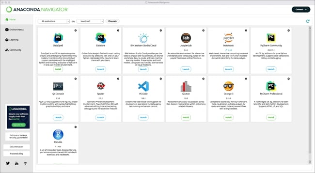 Anaconda python navigator example