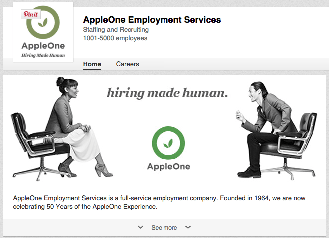 appleone linkedin page.