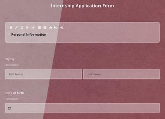 screenshot of an application form template from forms.app