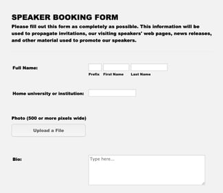 screenshot of an application form template from jotform