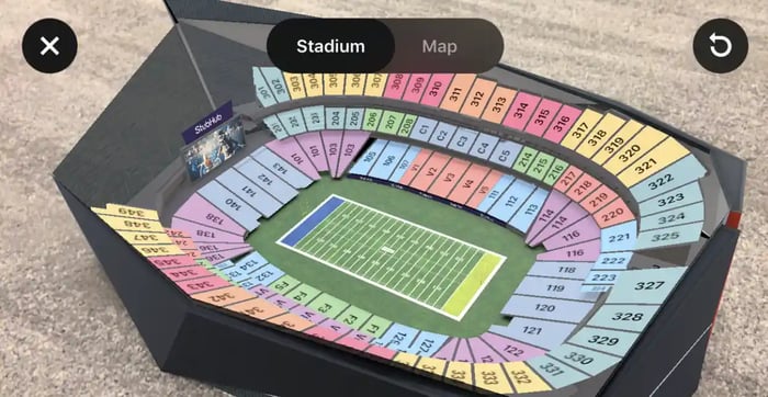 StubHub AR seating seating venue map