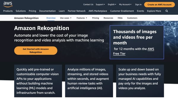 Facial recognition by AWS.