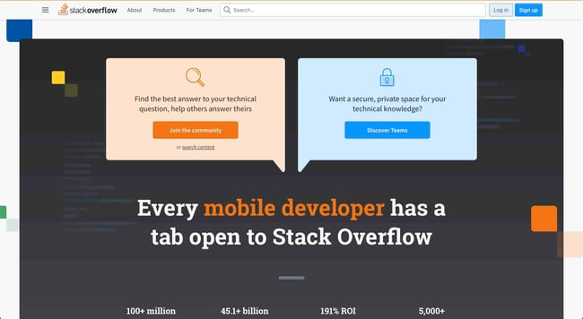 后端工具：Stack Overflow 是一个开发人员社区。