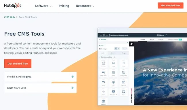 Blog software, free, examples: HubSpot CMS