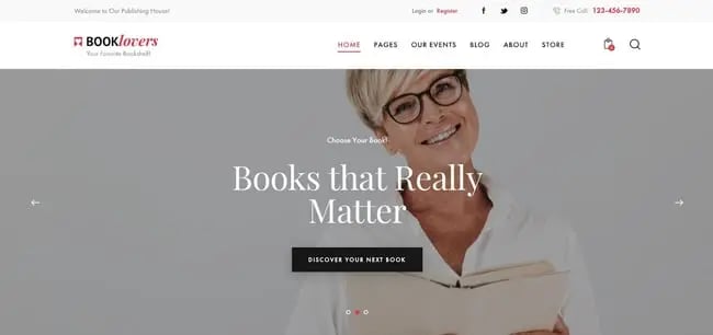 bookstore wordpress theme demo: booklovers theme