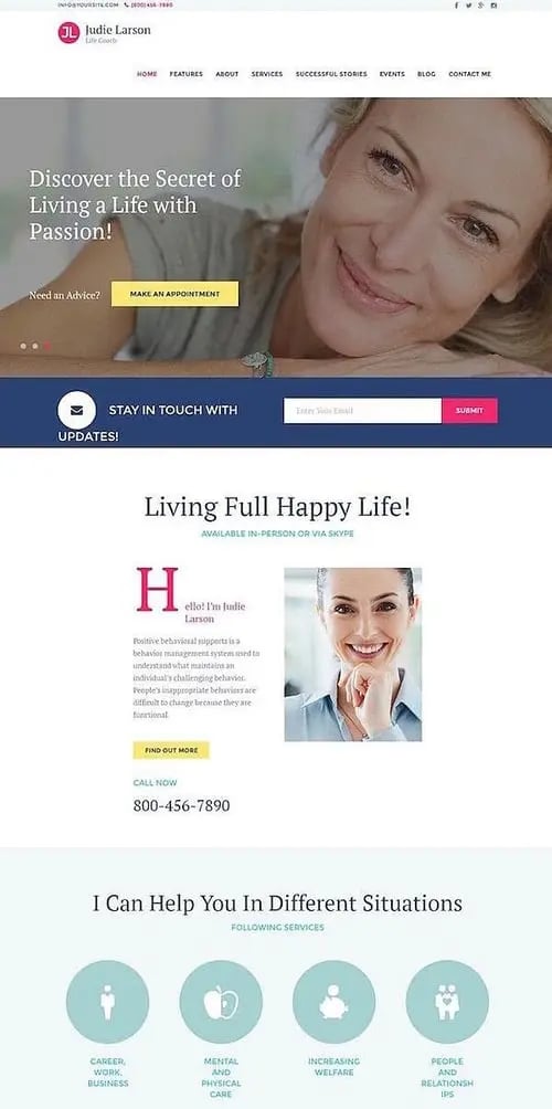 Life Coach is one of the best consulting WordPress themes