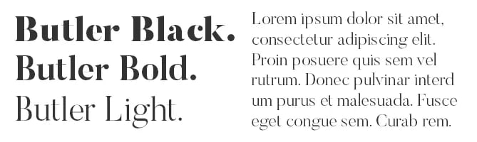 Butler free serif font