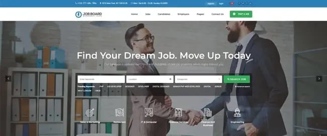 theme demo for the wordpress job board theme injob