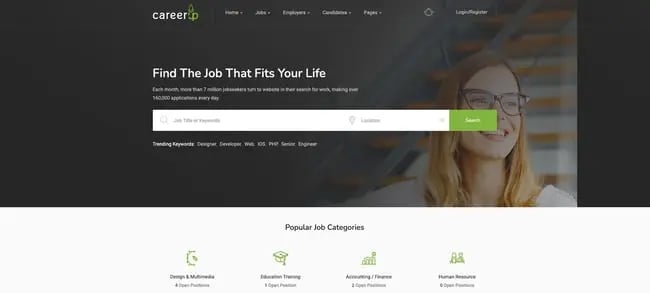 theme demo for the wordpress job board theme careerup