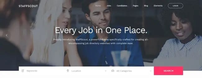 theme demo for the wordpress job board theme staffscout