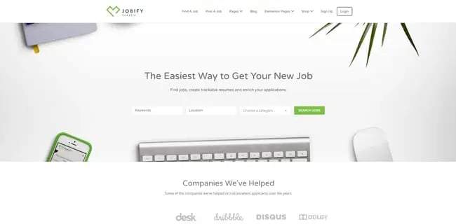 theme demo for the wordpress job board theme jobify