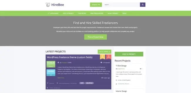 theme demo for the wordpress job board theme hirebee