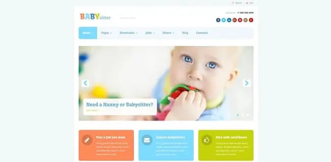 theme demo for the wordpress job board theme babysitter