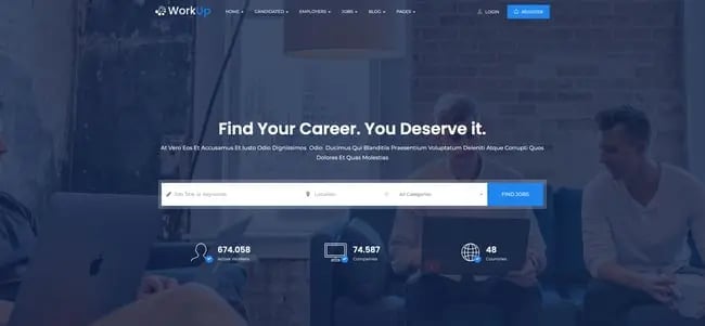 theme demo for the wordpress job board theme workup