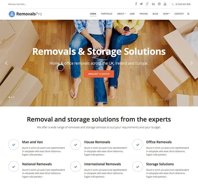 Wp theme, removals pro