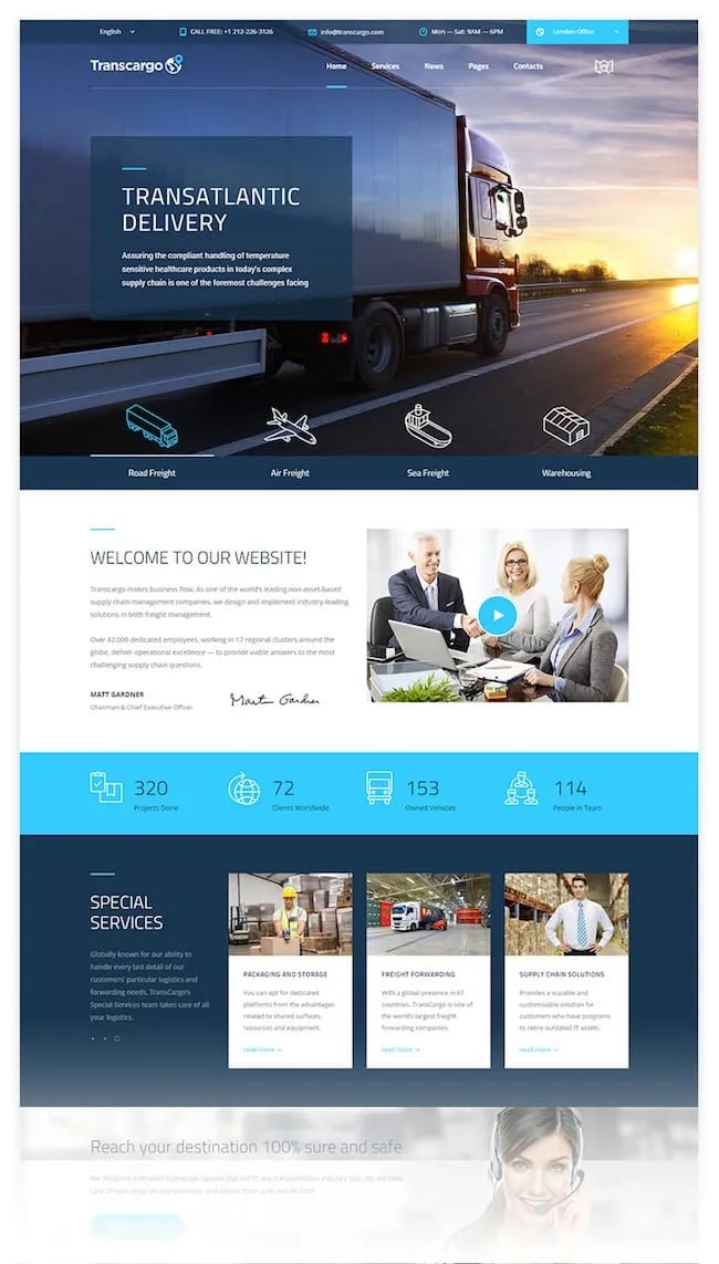 Transcargo Logistics & Transportation WP Theme