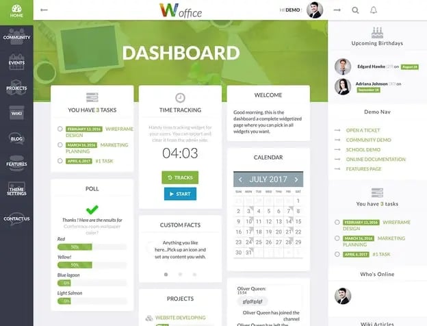 best material design wordpress theme: woffice