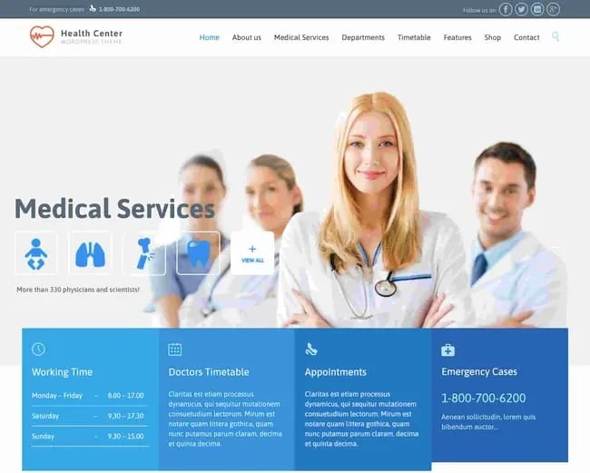 medical and healthcare wordpress themes: healthcare homepage 