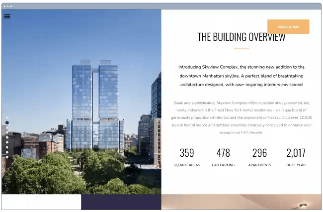 one page website template: skyview complex