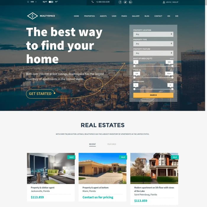 Realtyspace Real Estate wordpress theme