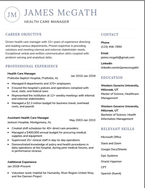 Best Resume Template: Minimalist resume