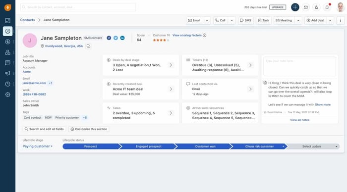 Sales management software: Freshworks CRM dashboard