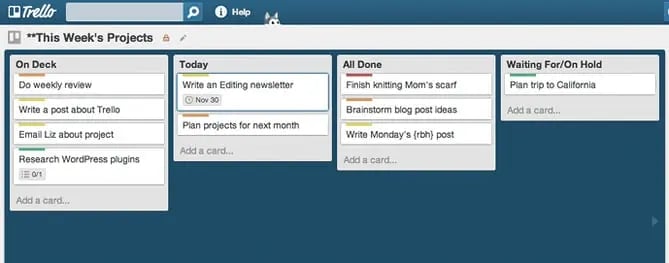 Trello to do list app