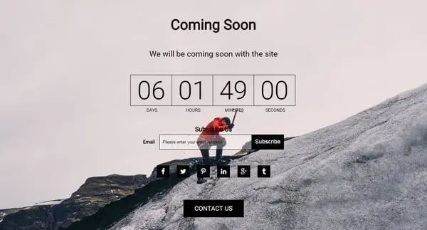 WordPress Maintenance Mode page template by Coming Soon Landing Page and Maintenance Mode WordPress Plugin