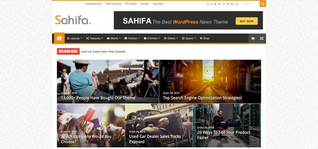 demo of the wordpress theme for adsense sahifa