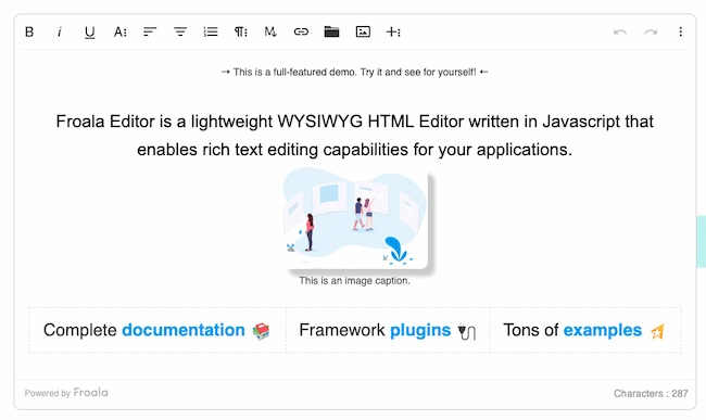 Best WYSIWYG editor example: Froala