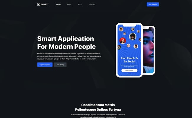 Blocksy drag-and-drop theme demo for a phone application website