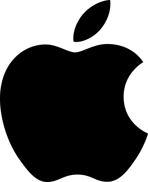 Black Apple logo on white background