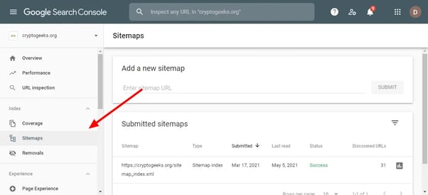 submit sitemap to google