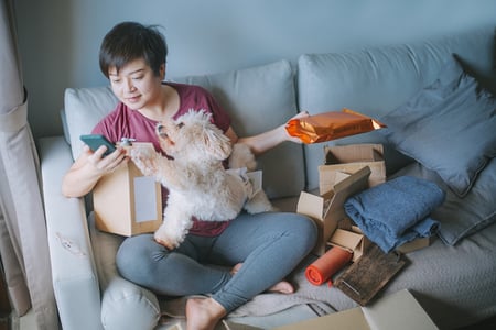 Customer using buy now pay later app on a smartphone