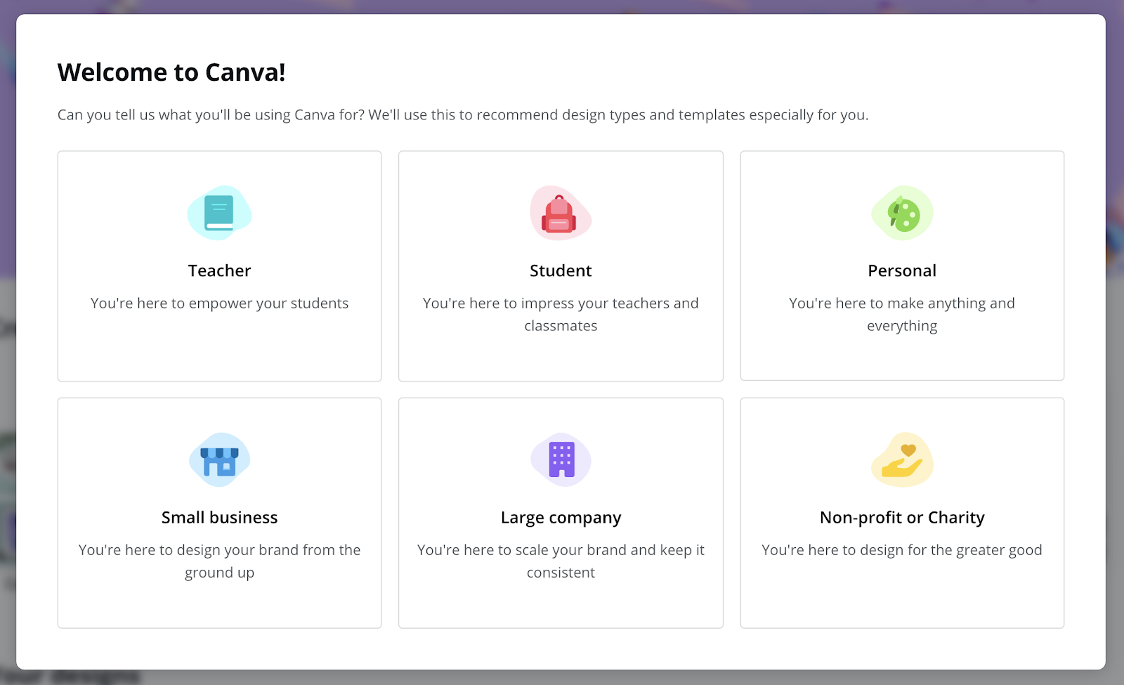 user onboarding examples: canva onboarding landing page